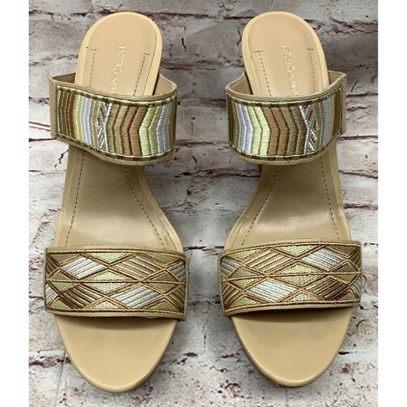 BCBG Women’s Double Strap  Wedge Platform Sandal’s  Shoes BG-CARMYN Tan Size 10M - Picture 4 of 12